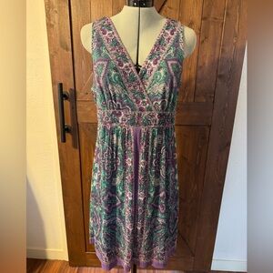 INC International Concepts Purple and Green Paisley Midi Dress
